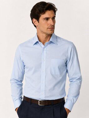 Pierre Cardin Light Blue Dress Shirt Button Front Classic Fit Size 17 34/35